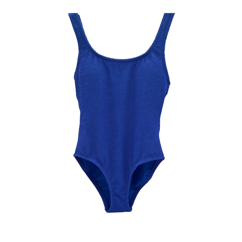NWT,‎ Shade & Shore Womens Cobalt Blue Textured Scoop Neck One Piece Swimsuit